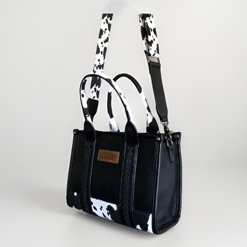 Wrangler Ladies Cow Print Mini Black Crossbody Tote Bag WG102S-8120BK - Picture 3 of 8